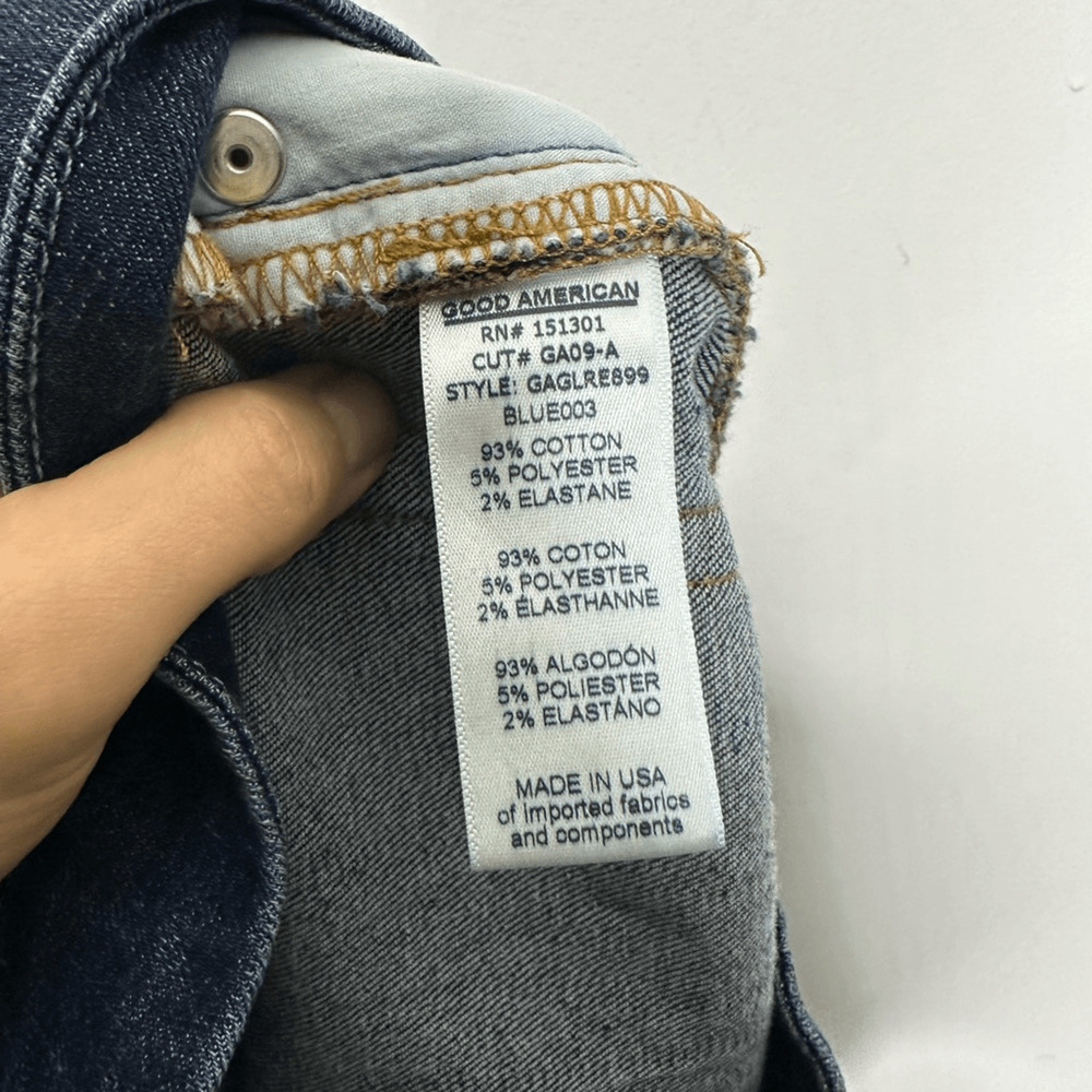 GOOD AMERICAN Good Legs High Rise Distressed Skinny Jeans blue GAGLRE899 2 26 - Picture 8 of 9